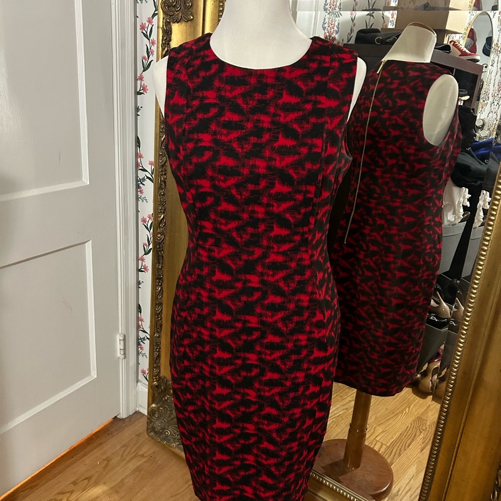 Calvin Klein Red Sheath Midi Dress for Cocktail